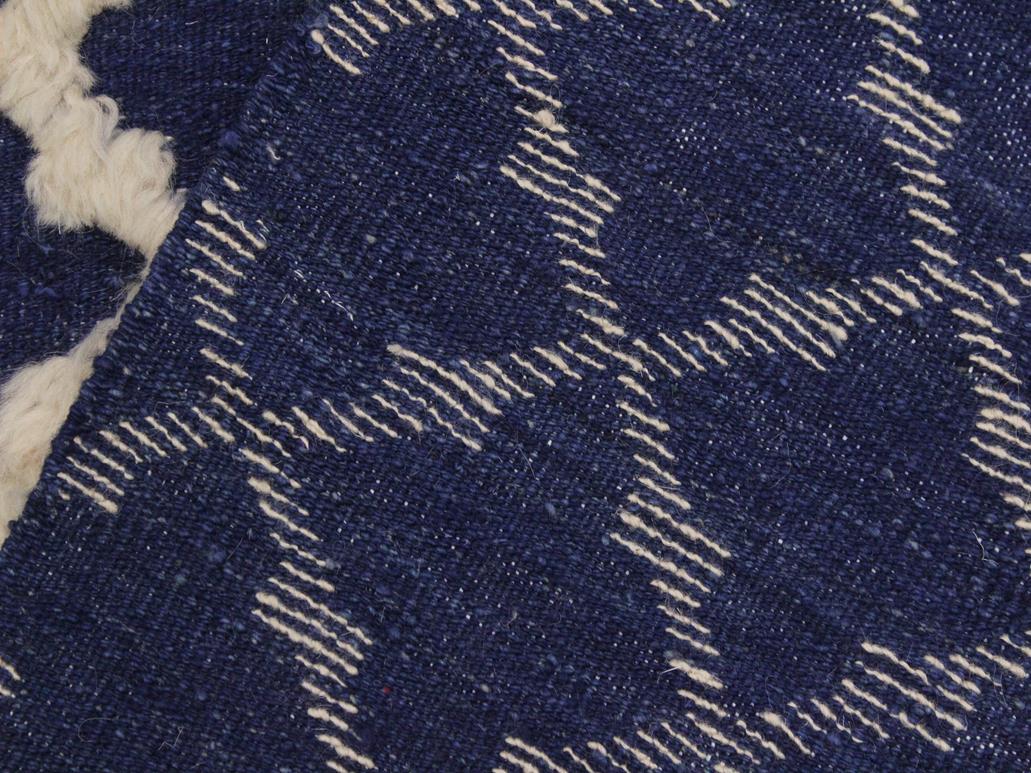 handmade Modern Moroccan Hi Blue Ivory Hand Knotted RECTANGLE 100% WOOL area rug 6x9