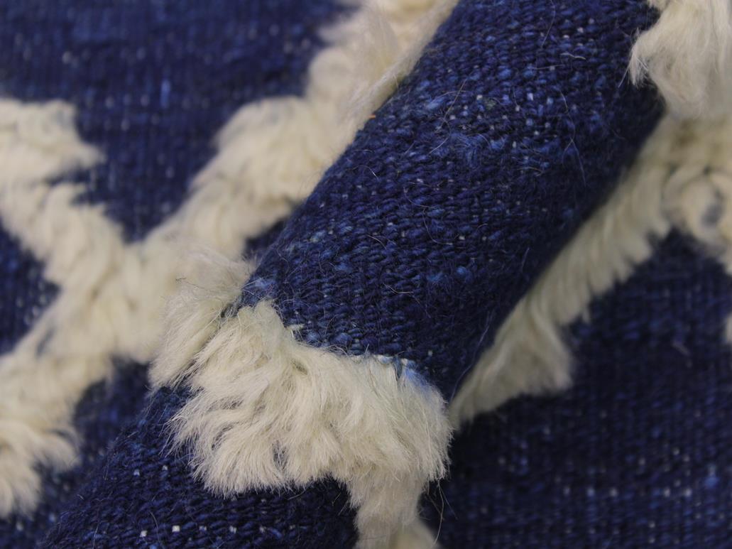 handmade Modern Moroccan Hi Blue Ivory Hand Knotted RECTANGLE 100% WOOL area rug 10x12