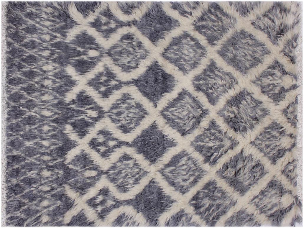handmade Modern Moroccan Gray Ivory Hand Knotted RECTANGLE 100% WOOL area rug 3x5