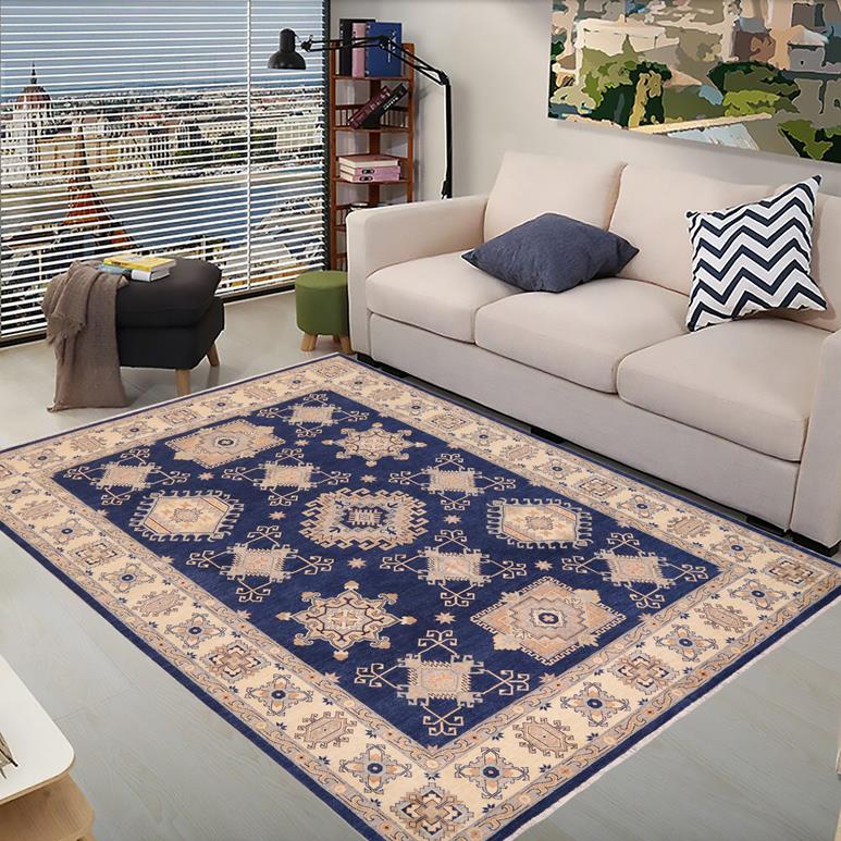 handmade Traditional Kafkaz Chobi Ziegler Blue Beige Hand Knotted RECTANGLE 100% WOOL area rug 10 x 13