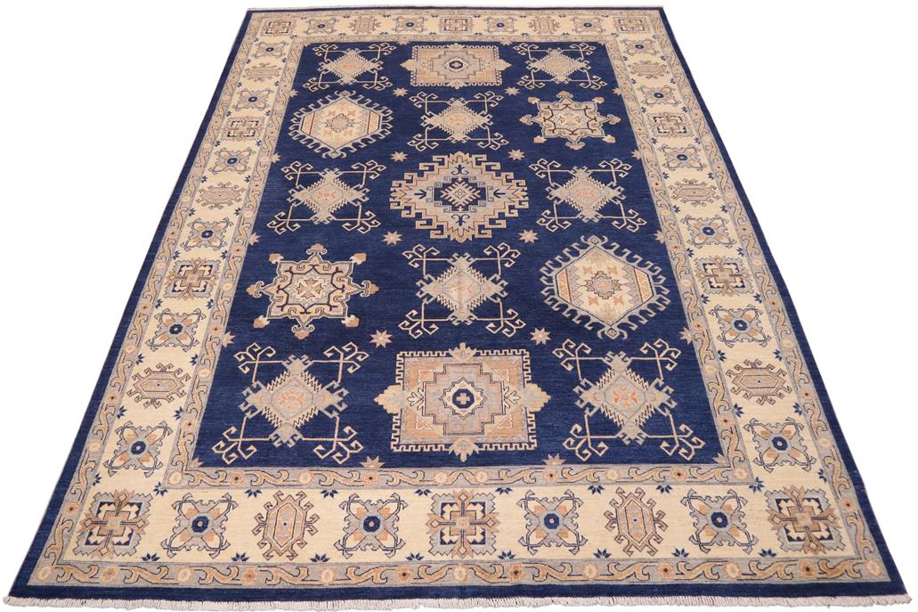 handmade Traditional Kafkaz Chobi Ziegler Blue Beige Hand Knotted RECTANGLE 100% WOOL area rug 10 x 13
