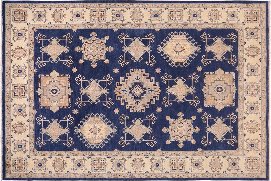 handmade Traditional Kafkaz Chobi Ziegler Blue Beige Hand Knotted RECTANGLE 100% WOOL area rug 10 x 13