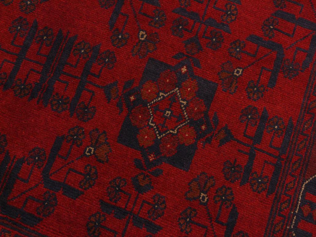 handmade Tribal Biljik Khal Muhammadi Drk. Red Black Hand Knotted RECTANGLE 100% WOOL area rug 4x6