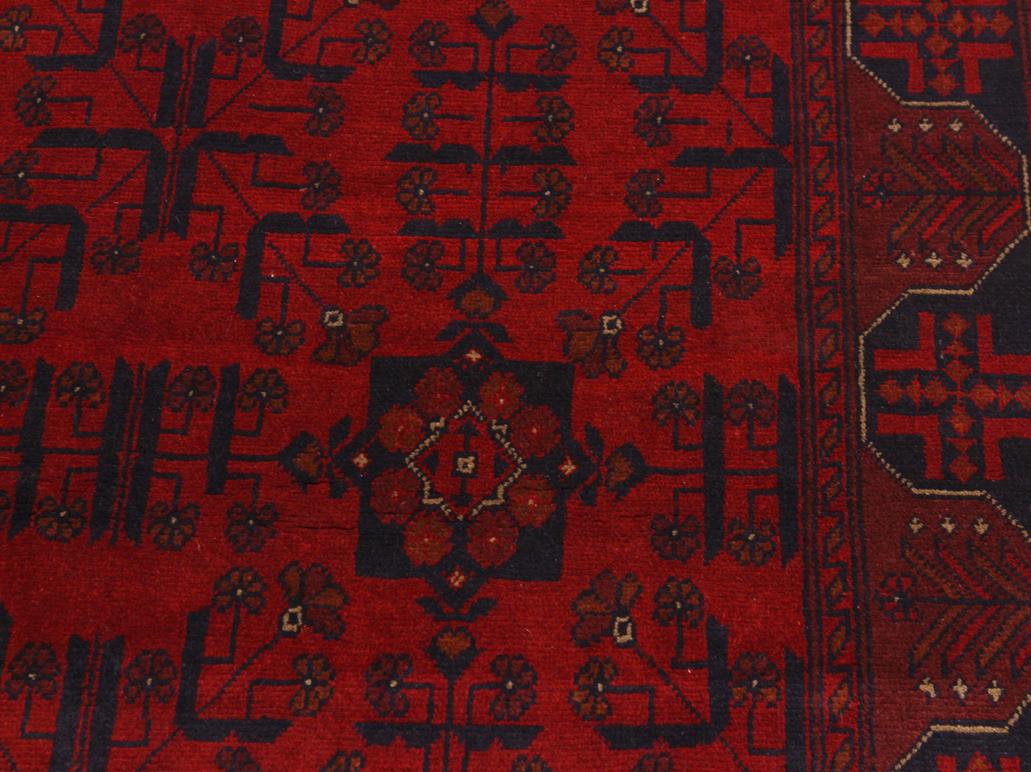 handmade Tribal Biljik Khal Muhammadi Drk. Red Black Hand Knotted RECTANGLE 100% WOOL area rug 4x6