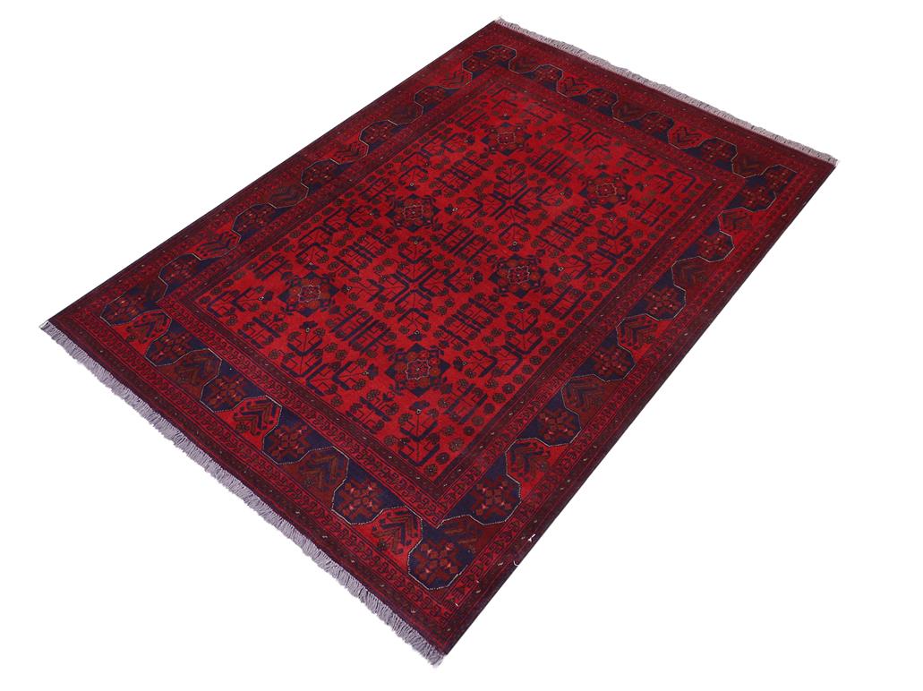 handmade Tribal Biljik Khal Muhammadi Red Blue Hand Knotted RECTANGLE 100% WOOL area rug 5x6