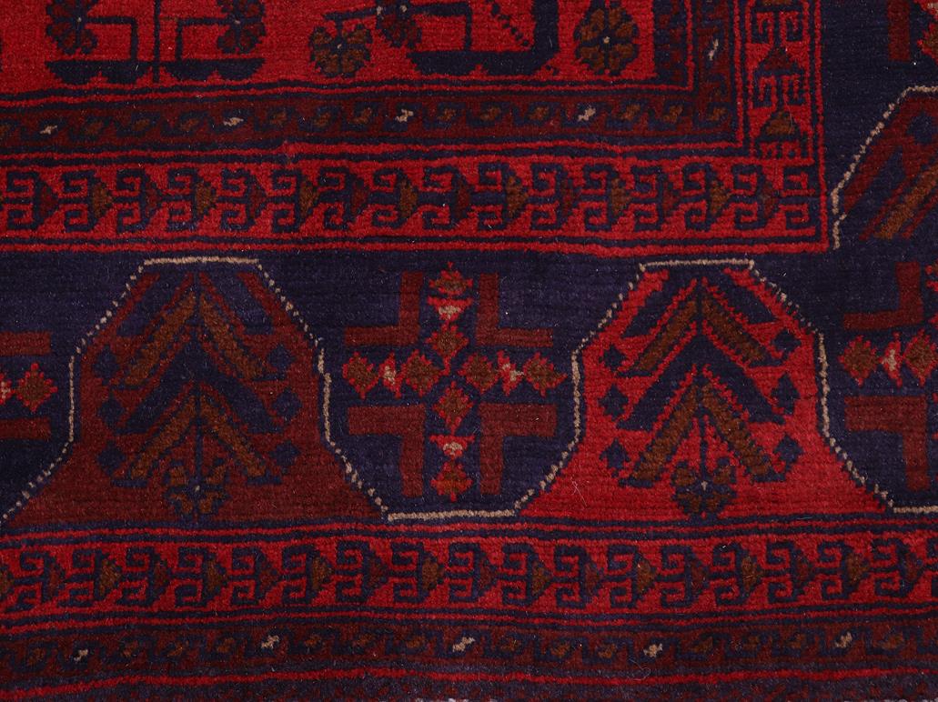 handmade Tribal Biljik Khal Muhammadi Red Blue Hand Knotted RECTANGLE 100% WOOL area rug 5x6