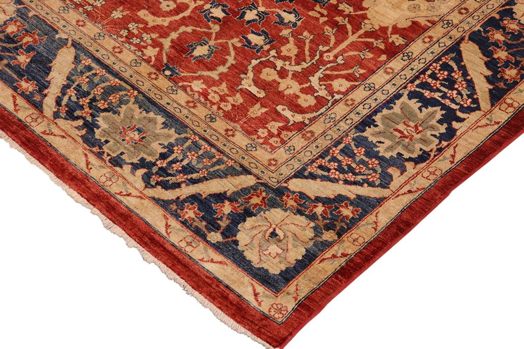 handmade Transitional Kafkaz Chobi Ziegler Red Blue Hand Knotted RECTANGLE 100% WOOL area rug 10 x 14