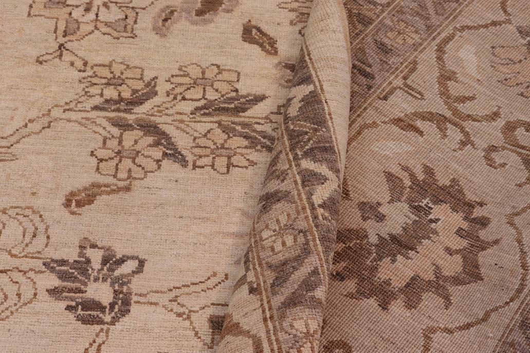 handmade Traditional Kafkaz Chobi Ziegler Ivory Tan Hand Knotted RECTANGLE 100% WOOL area rug 10 x 14