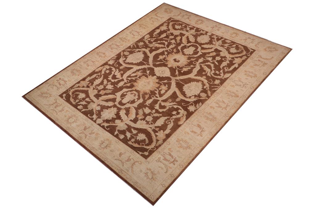 handmade Traditional Kafkaz Chobi Ziegler Dark Brwon Tan Hand Knotted RECTANGLE 100% WOOL area rug 10 x 15