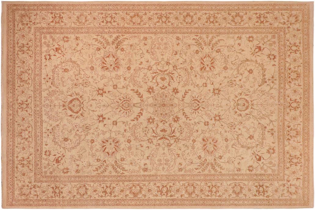 handmade Traditional Kafkaz Chobi Ziegler Beige Brown Hand Knotted RECTANGLE 100% WOOL area rug 10 x 14