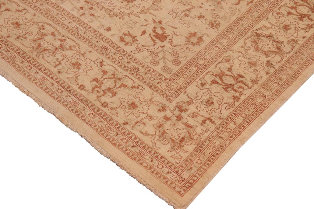 handmade Traditional Kafkaz Chobi Ziegler Beige Brown Hand Knotted RECTANGLE 100% WOOL area rug 10 x 14