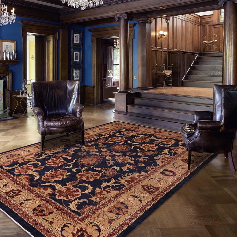 handmade Traditional Kafkaz Chobi Ziegler Blue Tan Hand Knotted RECTANGLE 100% WOOL area rug 10 x 14