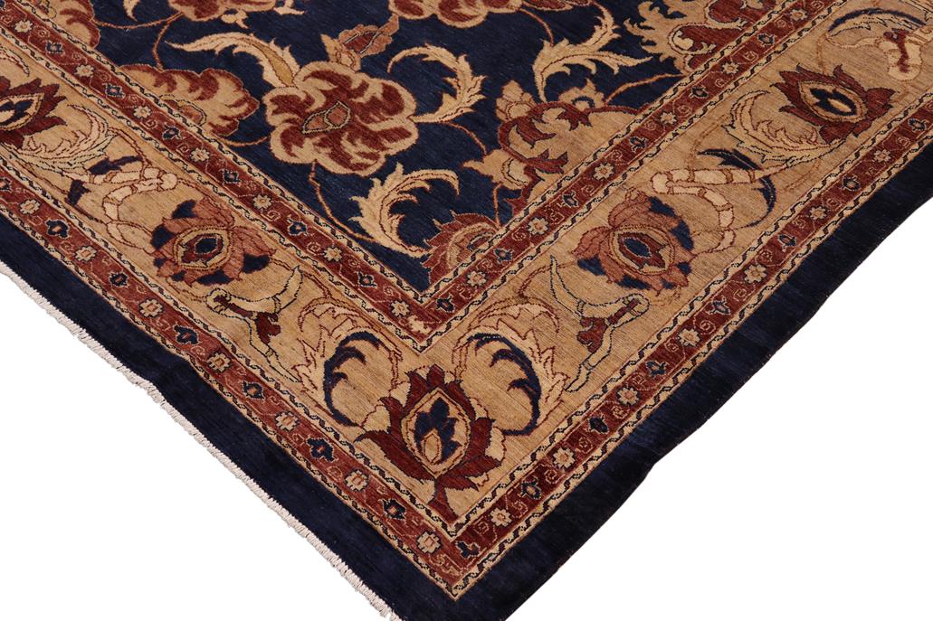 handmade Traditional Kafkaz Chobi Ziegler Blue Tan Hand Knotted RECTANGLE 100% WOOL area rug 10 x 14