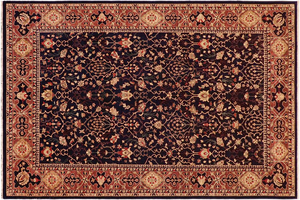 handmade Transitional Kafkaz Chobi Ziegler Blue Brown Hand Knotted RECTANGLE 100% WOOL area rug 10 x 14