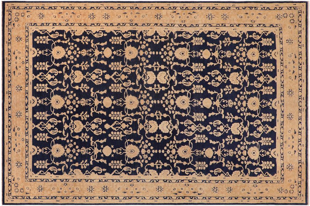 handmade Traditional Kafkaz Chobi Ziegler Blue Brown Hand Knotted RECTANGLE 100% WOOL area rug 10 x 15