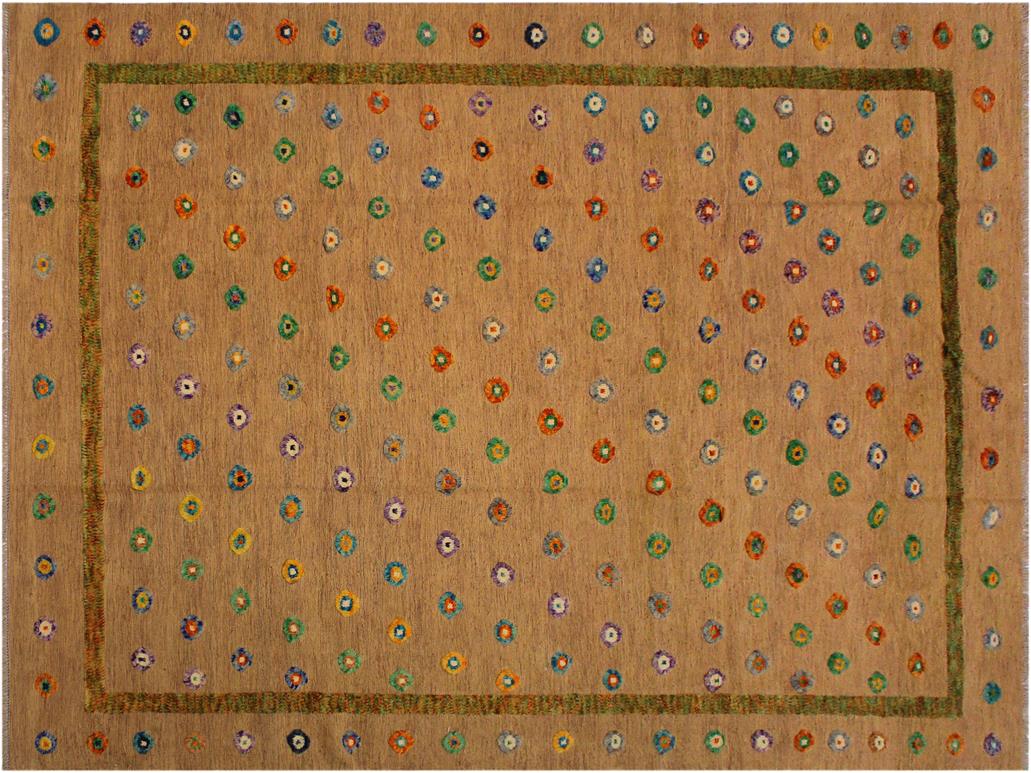 handmade Modern Moroccan Hi Tan Green Hand-Woven RECTANGLE 100% WOOL area rug 9x11