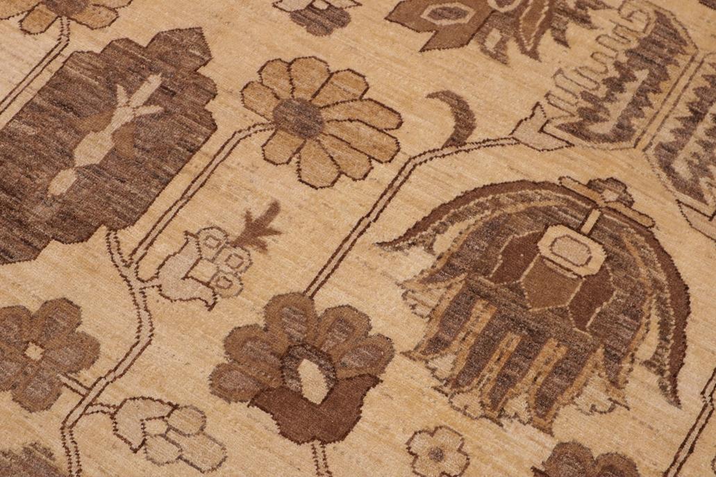 handmade Traditional Kafkaz Chobi Ziegler Beige Tan Hand Knotted RECTANGLE 100% WOOL area rug 10 x 14