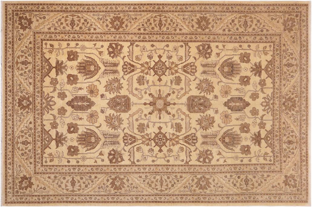 handmade Traditional Kafkaz Chobi Ziegler Beige Tan Hand Knotted RECTANGLE 100% WOOL area rug 10 x 14