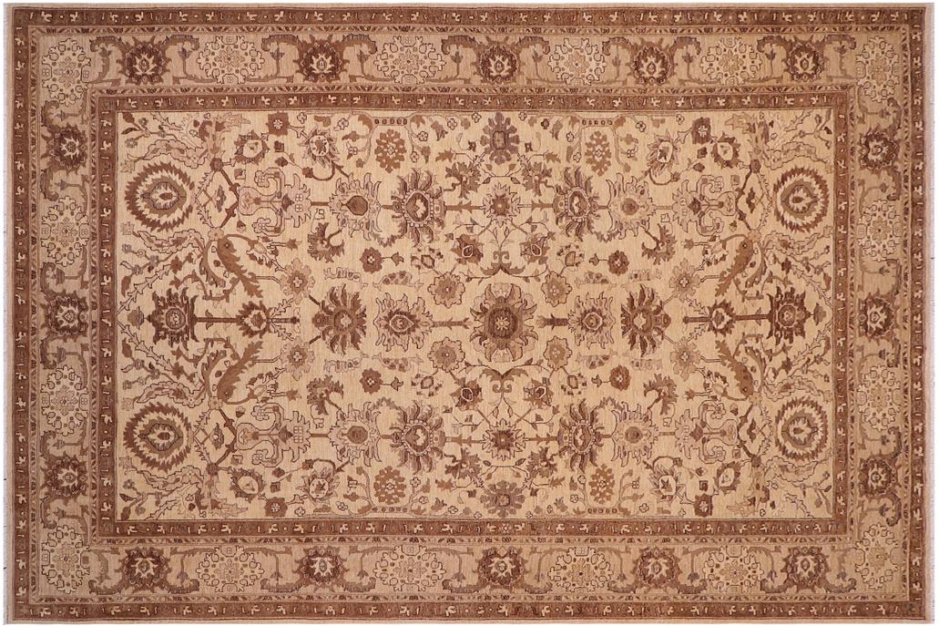 handmade Traditional Kafkaz Chobi Ziegler Tan Lt. Tan Hand Knotted RECTANGLE 100% WOOL area rug 10 x 13
