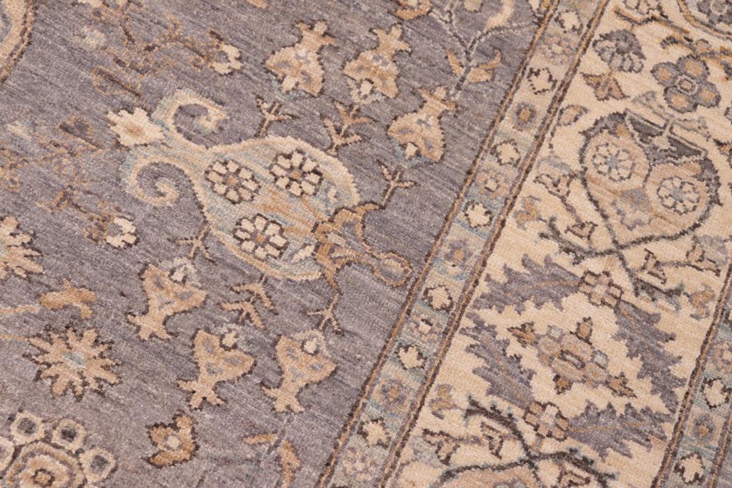 handmade Traditional Kafkaz Chobi Ziegler Gray Beige Hand Knotted RECTANGLE 100% WOOL area rug 6 x 9