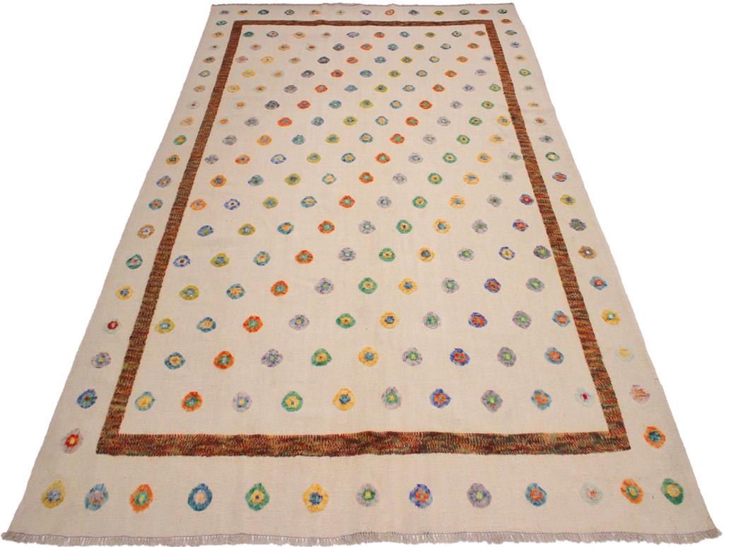 handmade Modern Moroccan Hi Ivory Rust Hand Knotted RECTANGLE 100% WOOL area rug 8x11