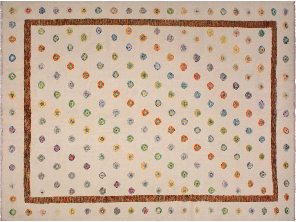 handmade Modern Moroccan Hi Ivory Rust Hand Knotted RECTANGLE 100% WOOL area rug 8x11