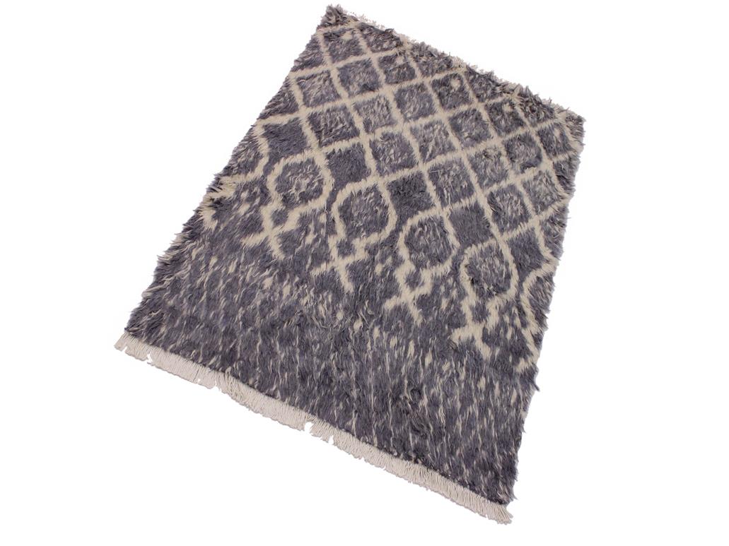 handmade Modern Moroccan Gray Ivory Hand Knotted RECTANGLE 100% WOOL area rug 5x7