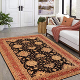 handmade Traditional Kafkaz Chobi Ziegler Black Red Hand Knotted RECTANGLE 100% WOOL area rug 10 x 14