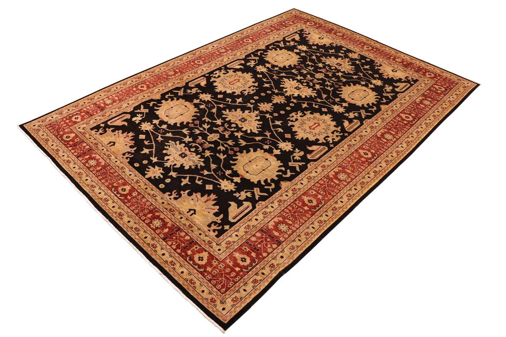 handmade Traditional Kafkaz Chobi Ziegler Black Red Hand Knotted RECTANGLE 100% WOOL area rug 10 x 14
