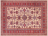 handmade Geometric Super Kazak Beige Red Hand Knotted RECTANGLE 100% WOOL area rug 8x10
