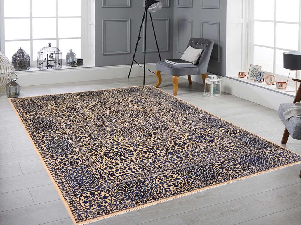 handmade Geometric Mamluk Beige Blue Hand Knotted RECTANGLE 100% WOOL area rug 8x10