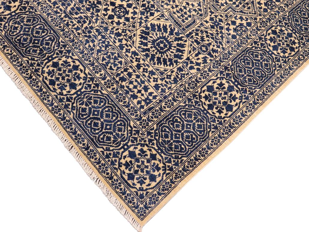 handmade Geometric Mamluk Beige Blue Hand Knotted RECTANGLE 100% WOOL area rug 8x10