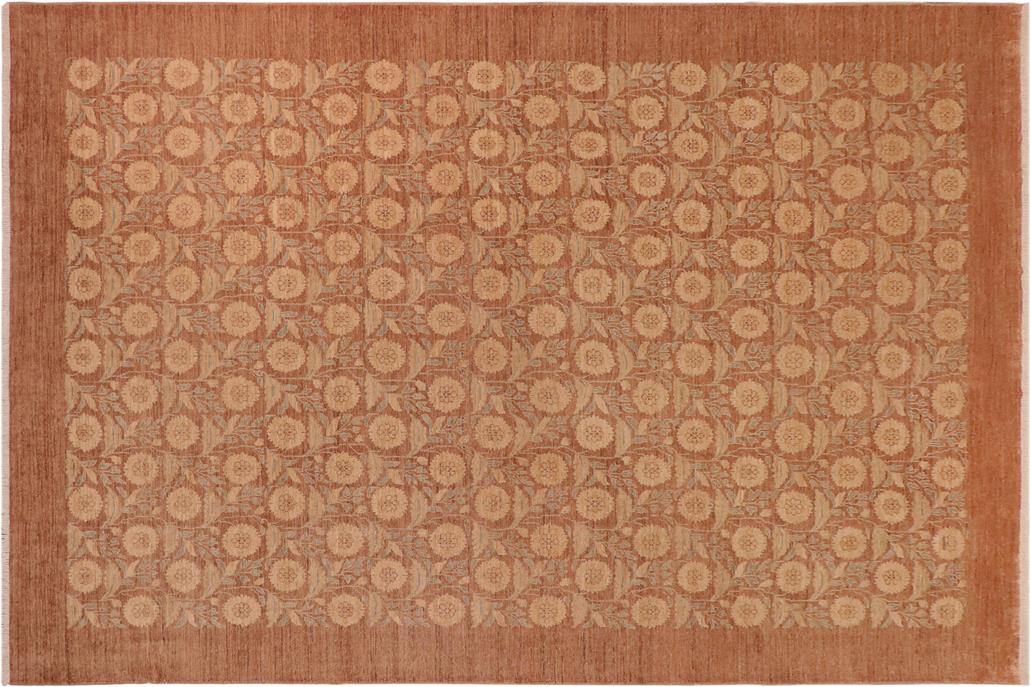 handmade Transitional Kafkaz Chobi Ziegler Brown Tan Hand Knotted RECTANGLE 100% WOOL area rug 10 x 14