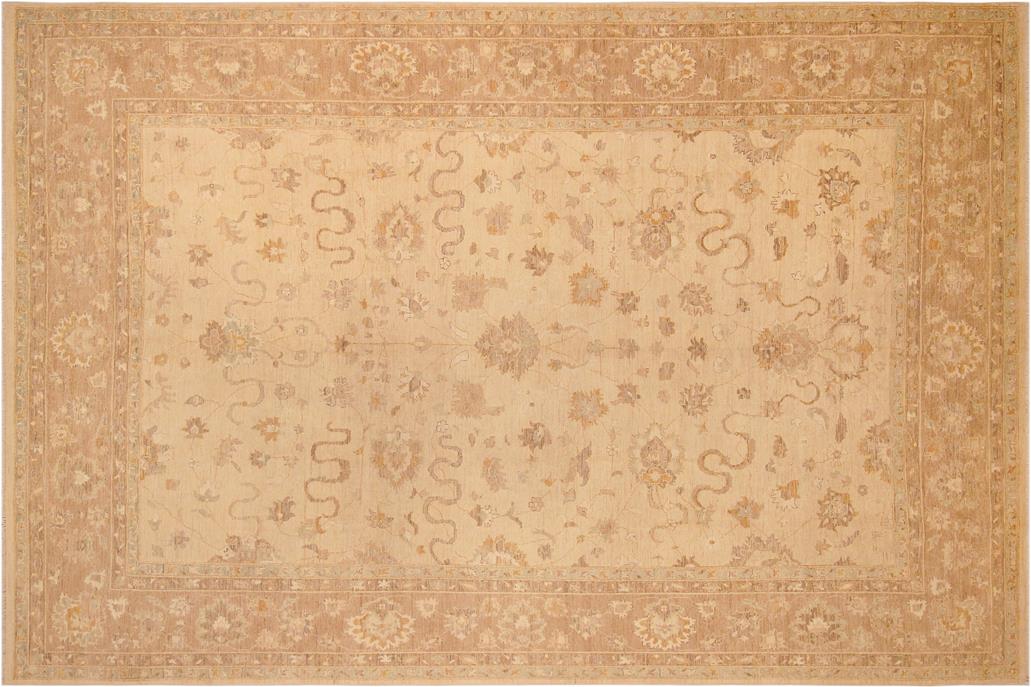 handmade Traditional Kafkaz Chobi Ziegler Tan Brown Hand Knotted RECTANGLE 100% WOOL area rug 10 x 14