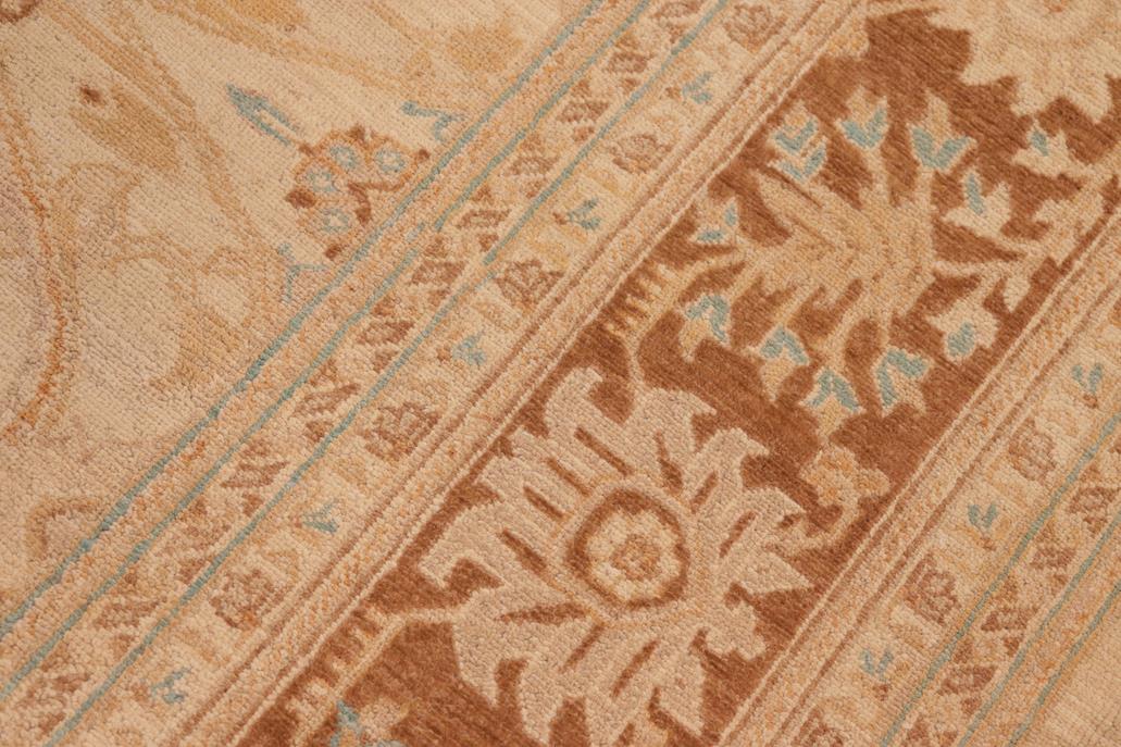 handmade Traditional Kafkaz Chobi Ziegler Beige Brown Hand Knotted RECTANGLE 100% WOOL area rug 10 x 14