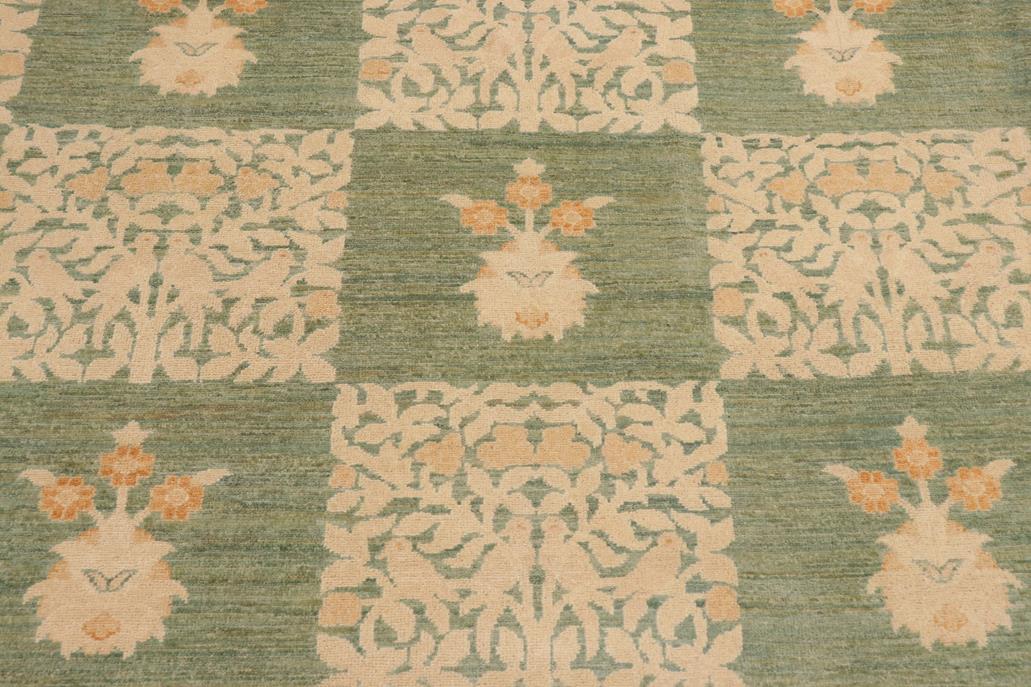 handmade Transitional Kafkaz Chobi Ziegler Green Beige Hand Knotted RECTANGLE 100% WOOL area rug 10 x 13