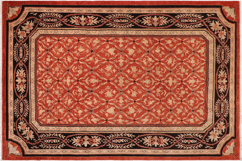 handmade Transitional Kafkaz Chobi Ziegler Rust Black Hand Knotted RECTANGLE 100% WOOL area rug 10 x 14