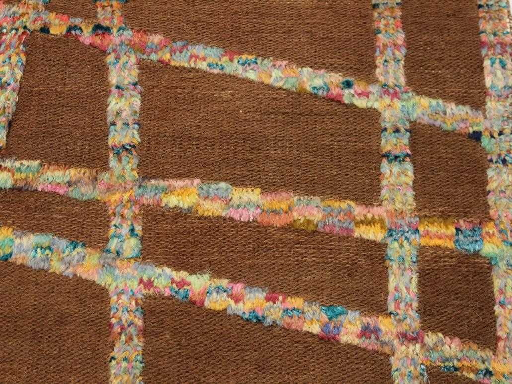 handmade Modern Moroccan Hi Brown Ivory Hand-Woven RECTANGLE 100% WOOL area rug 8x10