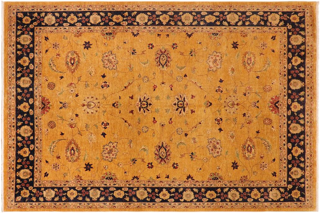 handmade Traditional Kafkaz Chobi Ziegler Gold Blue Hand Knotted RECTANGLE 100% WOOL area rug 10 x 13