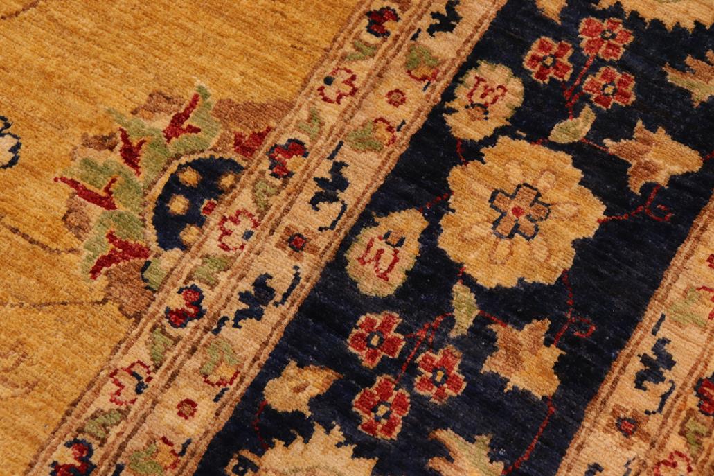 handmade Traditional Kafkaz Chobi Ziegler Gold Blue Hand Knotted RECTANGLE 100% WOOL area rug 10 x 13