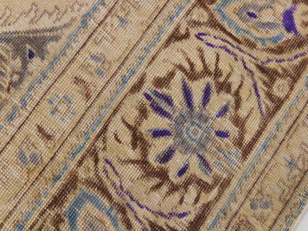 handmade Vintage Tan Brown Hand Knotted RECTANGLE 100% WOOL area rug 8x11