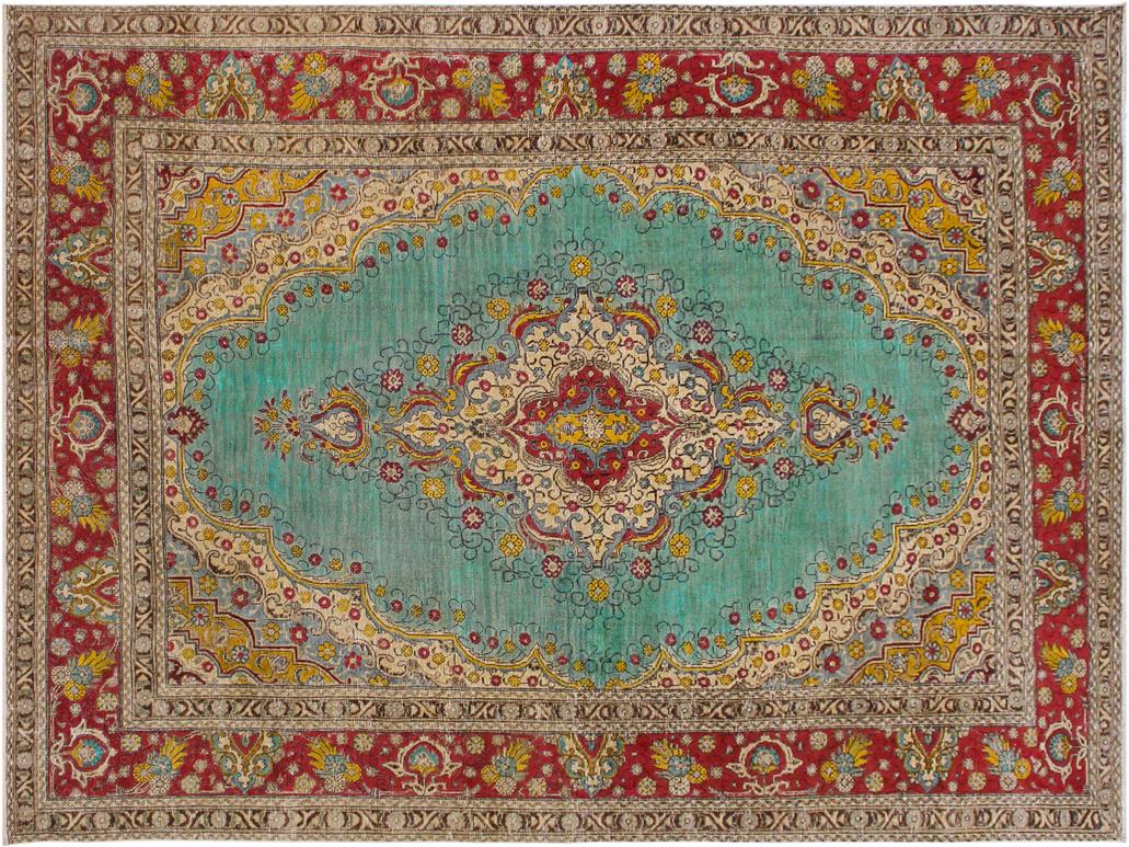 handmade Vintage Blue Red Hand Knotted RECTANGLE 100% WOOL area rug 8x12