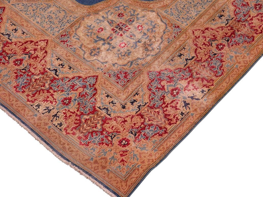 handmade Vintage Vintage Blue Pink Hand Knotted RECTANGLE 100% WOOL area rug 10x14