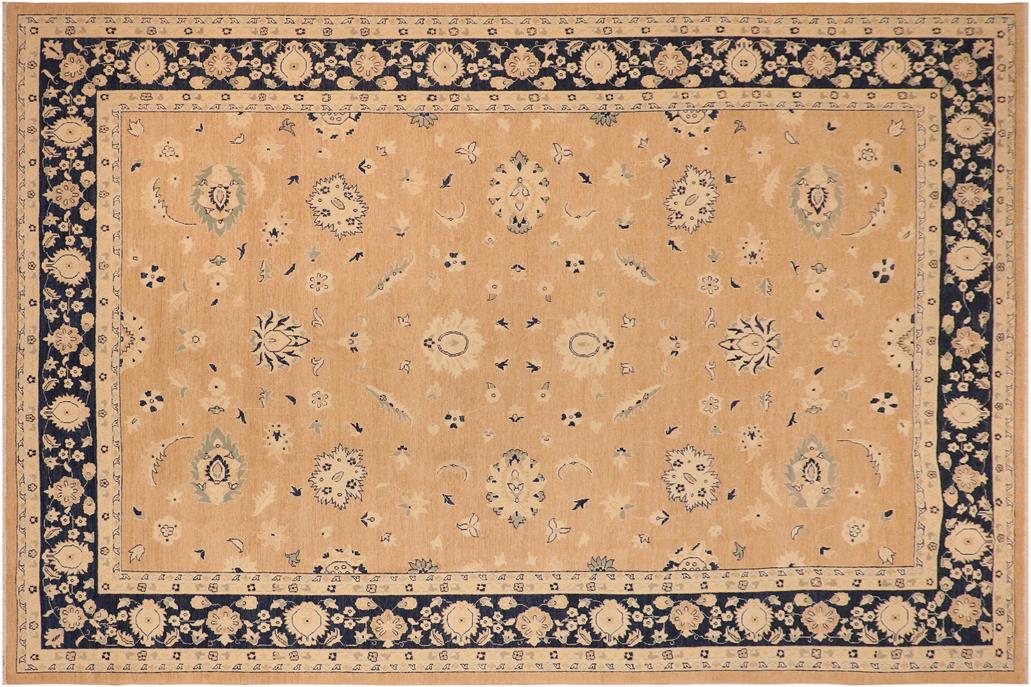 handmade Traditional Kafkaz Chobi Ziegler Brown Blue Hand Knotted RECTANGLE 100% WOOL area rug 10 x 14