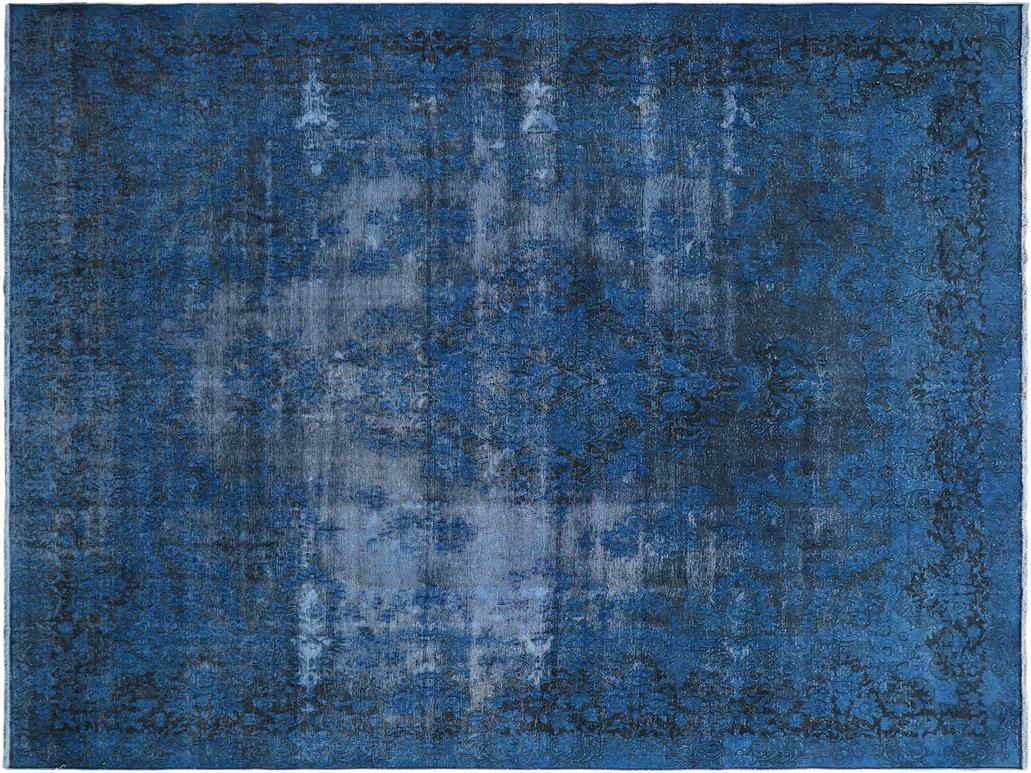 handmade Vintage Blue Black Hand Knotted RECTANGLE 100% WOOL area rug 10x13