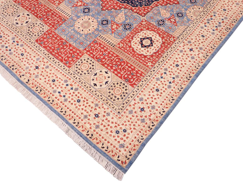 handmade Geometric Mamluk Beige Blue Hand Knotted RECTANGLE 100% WOOL area rug 9x12