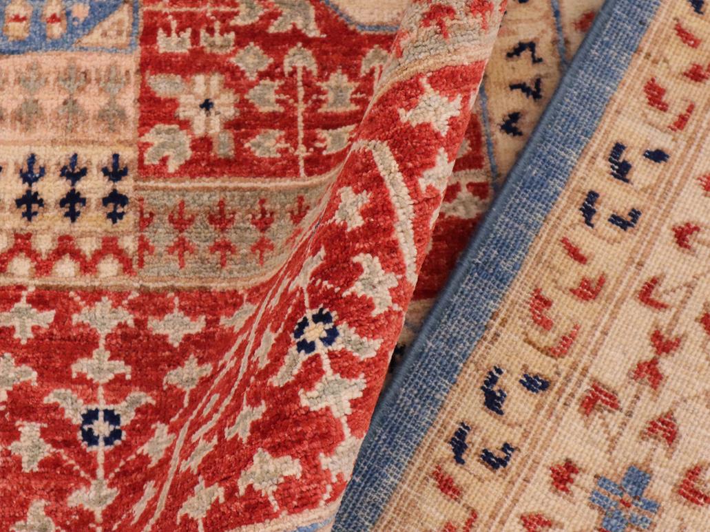 handmade Geometric Mamluk Beige Blue Hand Knotted RECTANGLE 100% WOOL area rug 9x12