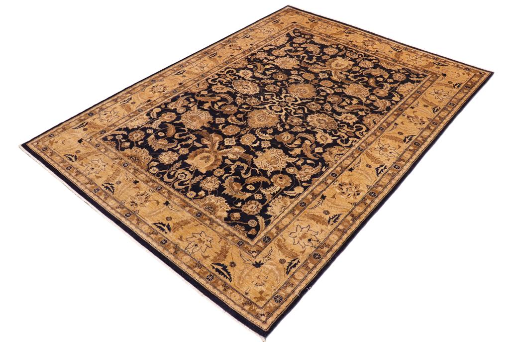 handmade Traditional Kafkaz Chobi Ziegler Blue Tan Hand Knotted RECTANGLE 100% WOOL area rug 10 x 13