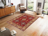 handmade Geometric Kazak Red Beige Hand Knotted RECTANGLE 100% WOOL area rug 6x8