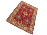 handmade Geometric Kazak Red Beige Hand Knotted RECTANGLE 100% WOOL area rug 6x8